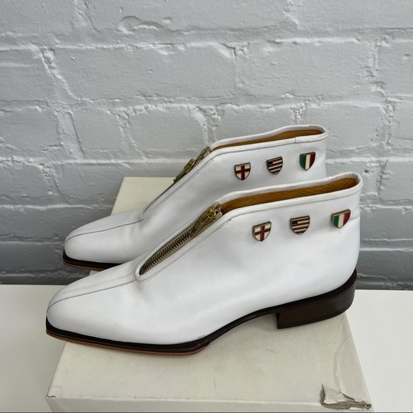 - Bettye Muller White Leather Ankle Boots Size 37 - Picture 4 of 5